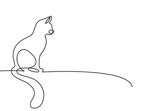 Line drawing of a cat
