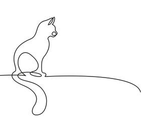 Line drawing of a sitting cat